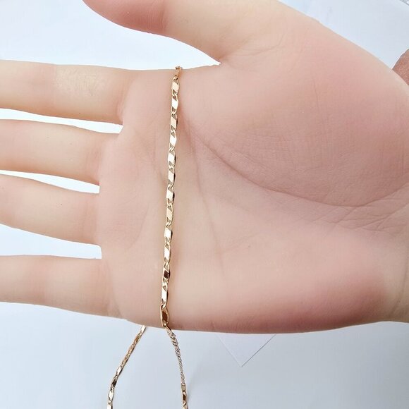 Rose Gold Figaro Chain Necklace with Extender – 19.7 Inch Shine, XPNL0010 - Picture 4 of 12